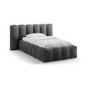Pat gri închis tapițat cu spațiu de depozitare cu somieră 90x200 cm Lupine – Micadoni 