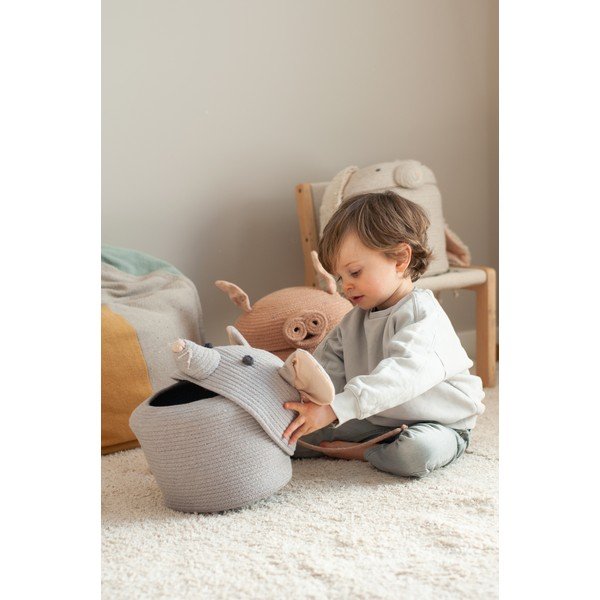 Coș de jucării pentru copii gri din material textil ø 25x30 cm Renata the Rat – Lorena Canals-image-1
