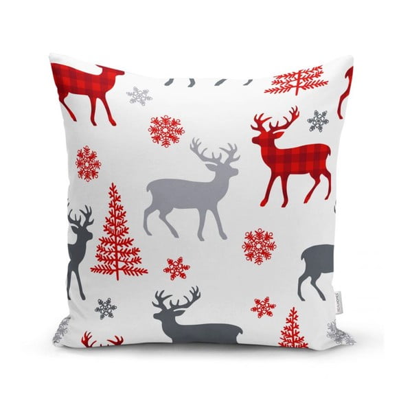 Set 4 fețe de pernă și un napron de masă cu model de Crăciun Minimalist Cushion Covers Christmas Ornaments-image-3