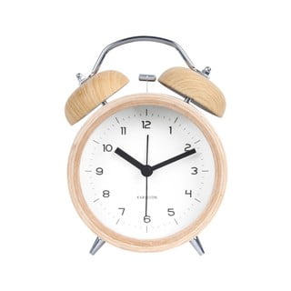 Ceas alarmă cu decor ca de lemn Karlsson Classic bell, alb, ⌀ 10 cm
