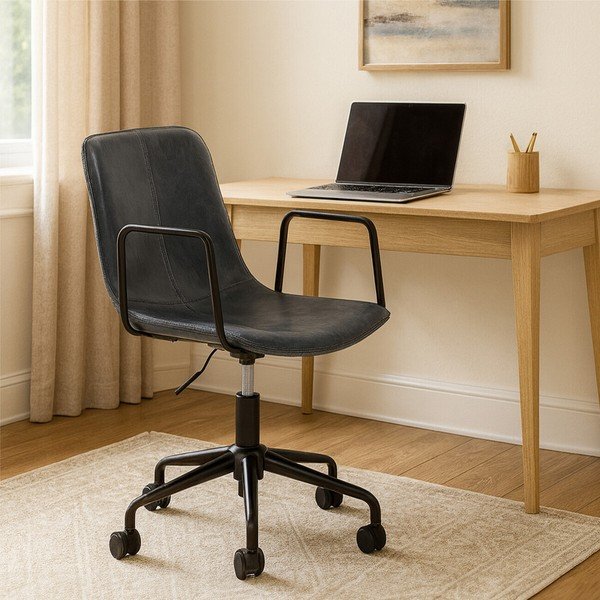 Scaun de birou gri închis din imitație de piele Branson – Premier Housewares-image-3