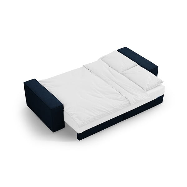 Canapea albastru-închis extensibilă cu tapițerie din țesătură bouclé 247 cm Jodie – Micadoni Home-image-4