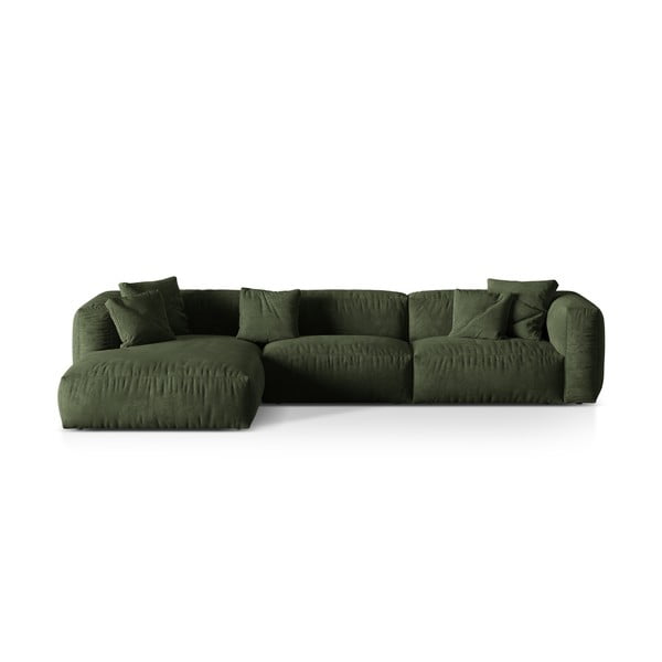 Colțar modular verde cu tapițerie din țesătură bouclé (cu colț pe partea stângă ) Martina – Micadoni Home