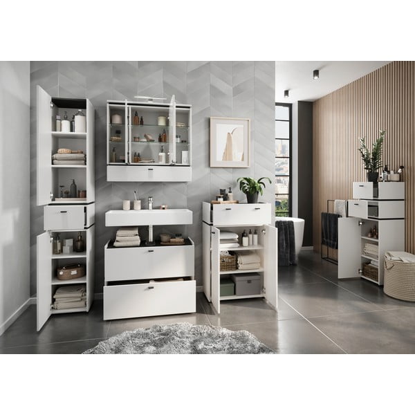 Dulap de baie alb cu oglindă/cu iluminare 79x80 cm Modesto – Germania-image-4