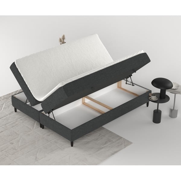 Pat boxspring gri închis cu spațiu de depozitare 140x200 cm Malte – Maison de Rêve-image-3