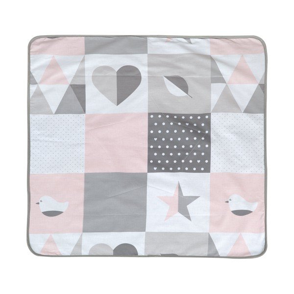 Pătură pentru copii roz/gri din micropluș/cocolino 80x80 cm Happy Patch – Roba
