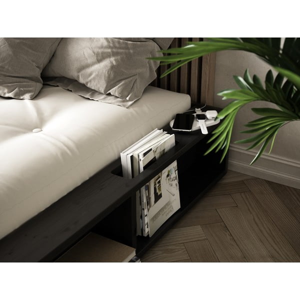 Pat din lemn masiv cu spațiu de depozitare Karup Design Ziggy, 140 x 200 cm, negru-image-1