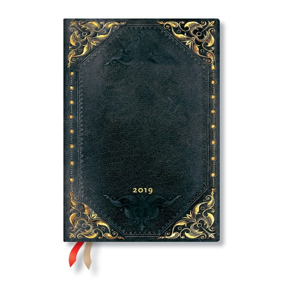 Agendă pentru anul 2019 Paperblanks Midnight Rebel Horizontal, 13 x 18 cm