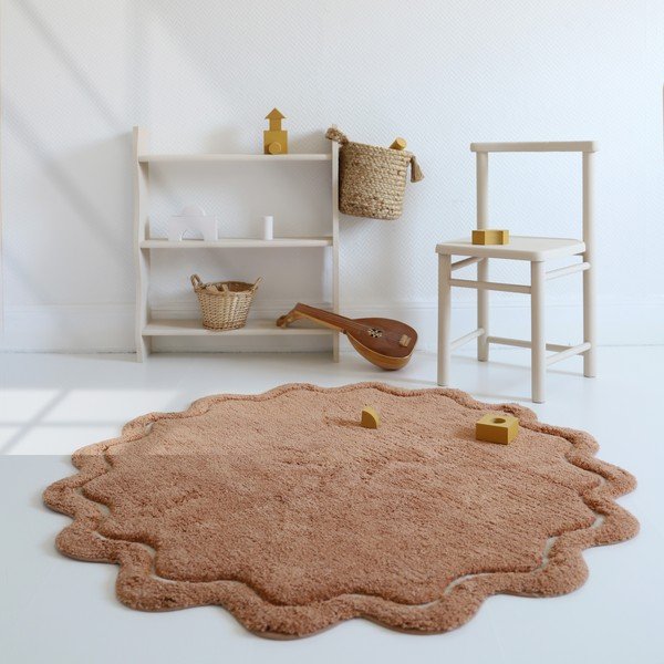 Covor cărămiziu lavabil țesut manual rotund din bumbac ø 110 cm Sweet April Toffee – Nattiot-image-3