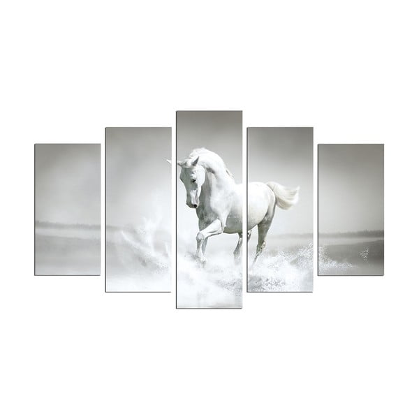 Tablou din mai multe piese White Horse, 110 x 60 cm