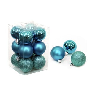 Set 12 globuri turcoaz de Crăciun Navidad Casa Selección,  ø 4 cm