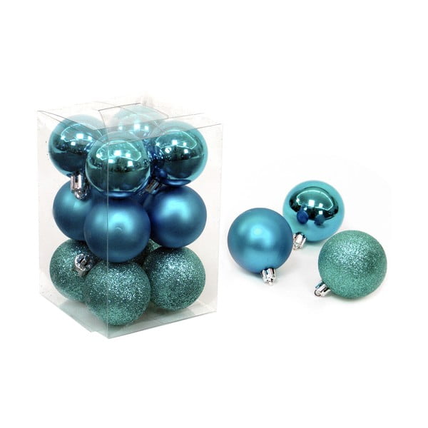 Set 12 globuri turcoaz de Crăciun Navidad Casa Selección,  ø 4 cm