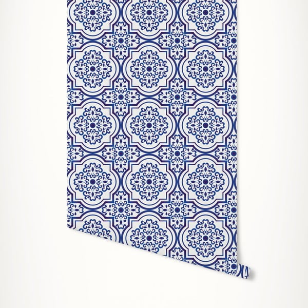 Tapet LineArtistica Rhonda, 60 x 300 cm, albastru - alb