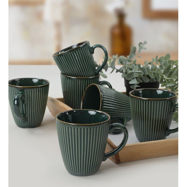 Căni verde-închis 6 buc. din ceramică 0.3 l – Hermia-image-1