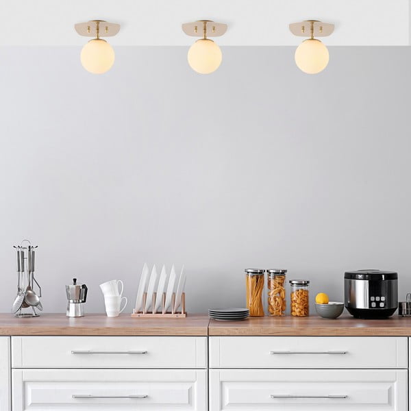 Plafonieră aurie cu abajur din sticlă 20x25 cm Well – Opviq lights-image-1