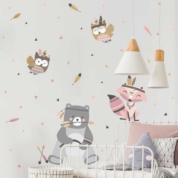 Autocolante de perete pentru camera copiilor Ambiance Bear Indian Sweet-image-3