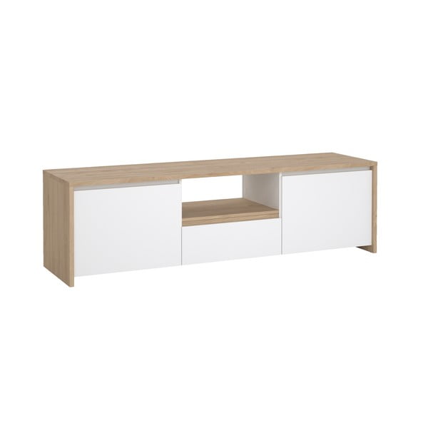 Comodă TV albă-în culoare naturală cu aspect de lemn de stejar 179x52x48 cm Next – Tvilum-image-2