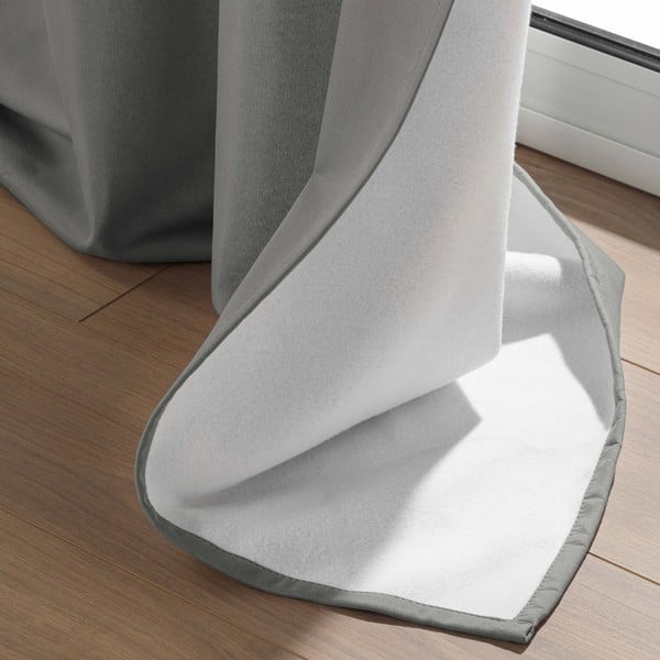 Draperie gri termoizolantă din microfibră 135x260 cm Micropolar – douceur d'intérieur-image-3