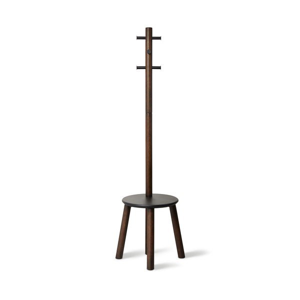 Cuier negru/în culoare naturală din lemn masiv de arbore de cauciuc Pillar – Umbra-image-2