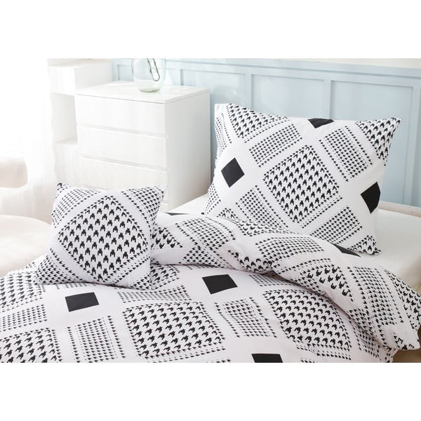 Lenjerie de pat din microsatin alb-negru pentru pat de o persoană cu 3 piese 140x200 cm Roberto – My House-image-2