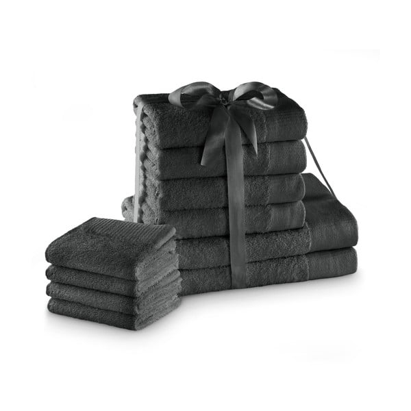 Prosoape de baie gri-închis 10 buc. din bumbac din frotir Amari – Restilo