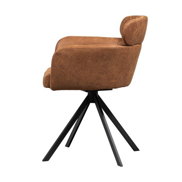 Scaun de dining maro coniac cu cotiere tapițat Fenne – WOOOD-image-4