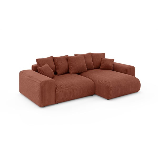 Colțar cărămiziu extensibil/cu spațiu de depozitare cu tapițerie din catifea reiată  (cu colț variabil) Luma – Ropez-image-2