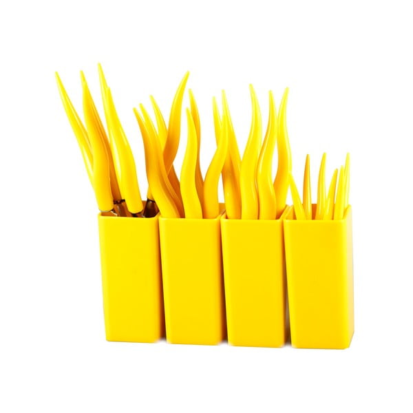 Set 24 tacâmuri cu suport Vialli Design Tullio, galben-image-1