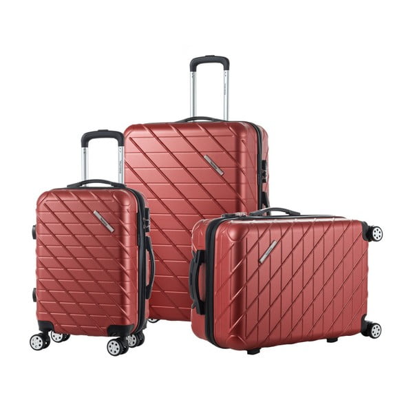 Set 3 valize cu roți Murano Americano, maro