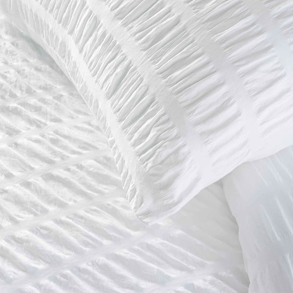 Lenjerie de pat albă din țesătură crep pentru pat de o persoană 140x200 cm Plissia – douceur d'intérieur-image-1