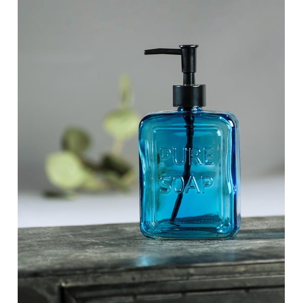Dozator din sticlă pentru săpun Wenko Pure Soap, albastru-image-2
