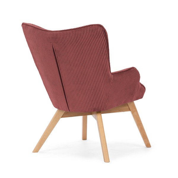 Fotoliu roșu cu tapițerie din catifea reiată Niko – Ropez-image-3