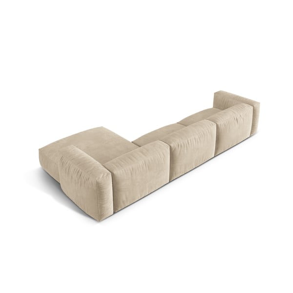 Colțar modular bej cu tapițerie din catifea (cu colț pe partea dreaptă/cu șezlong) Martina – Micadoni -image-3