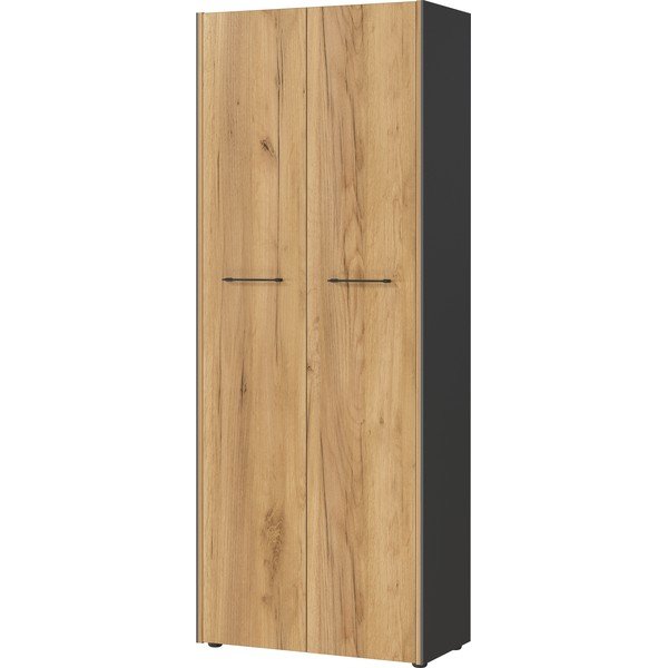 Șifonier gri antracit/în culoare naturală cu aspect de lemn de stejar 75x196x40 cm Podium – Germania-image-4