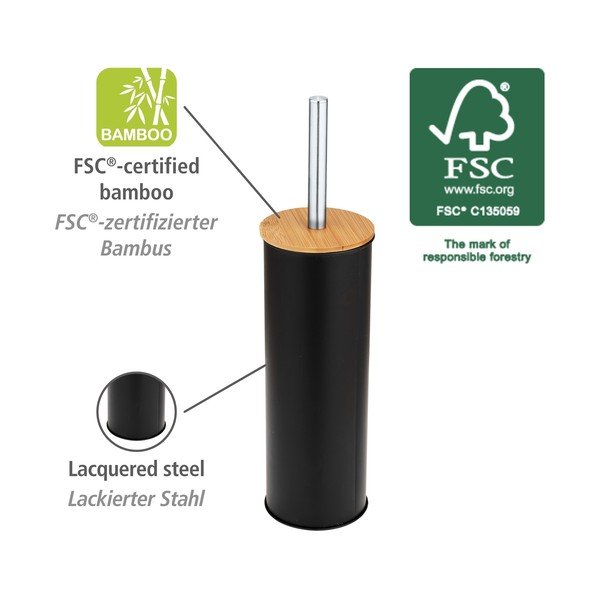 Perie de WC neagră din oțel Tortona – Wenko-image-3