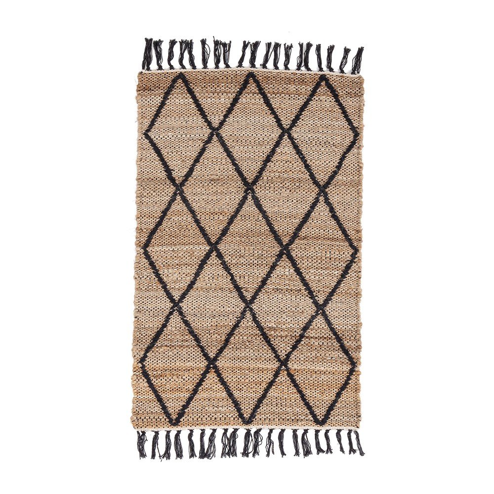 Covor negru/în culoare naturală țesut manual din iută 60x90 cm Shaila – Yes Everyday