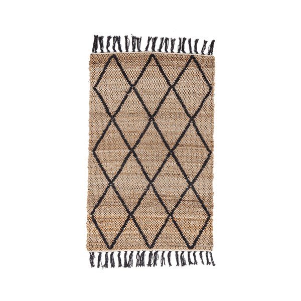 Covor negru/în culoare naturală țesut manual din iută 60x90 cm Shaila – Yes Everyday