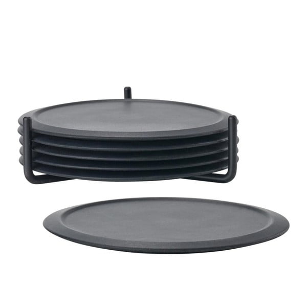 Set 6 suporturi cană cu stand Zone Singles, negru-image-2