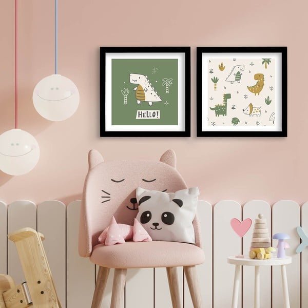 Tablouri pentru copii 2 buc. 33x33 cm Hello - Wallity-image-1