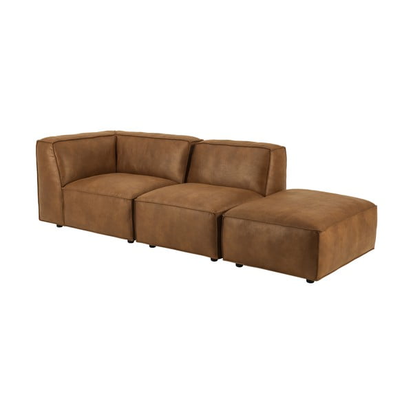 Șezlong maro coniac cu tapițerie din imitație de piele (colț stânga) Fairfield Kentucky – Bonami Selection-image-3