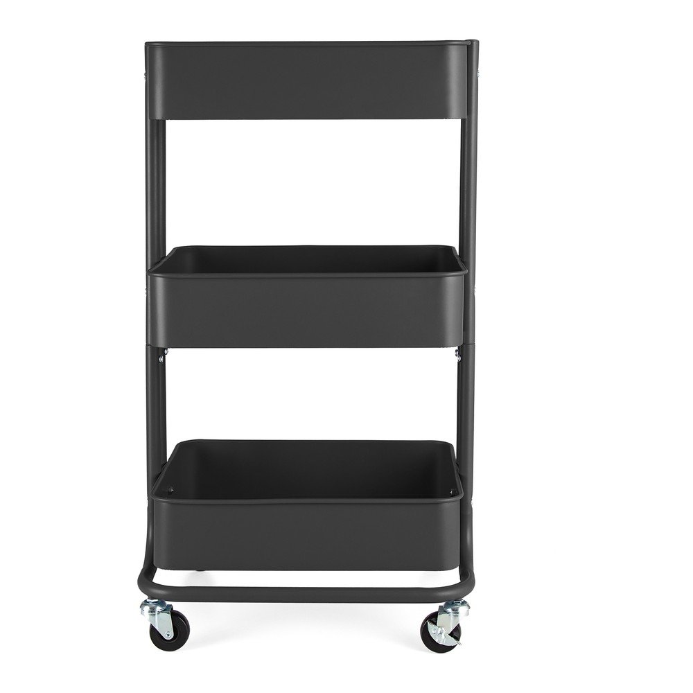 Etajeră cu roți neagră din metal 43x35 cm Grena – Compactor