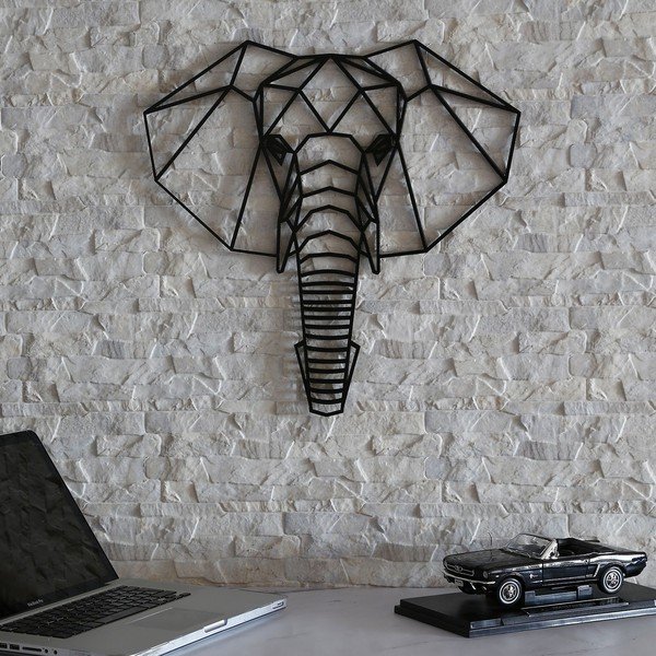 Decorațiune de perete Elephant, 39 x 65 cm, negru-image-2