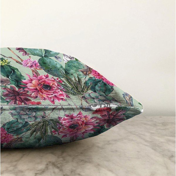 Față de pernă din amestec de bumbac Minimalist Cushion Covers Lovely Cactus, 55 x 55 cm, verde-image-1