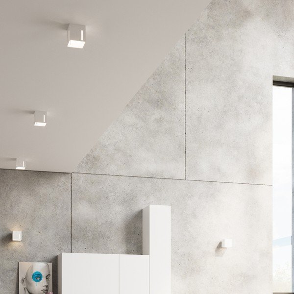 Plafonieră albă cu abajur din metal 10x10 cm Pax – Sollux-image-3