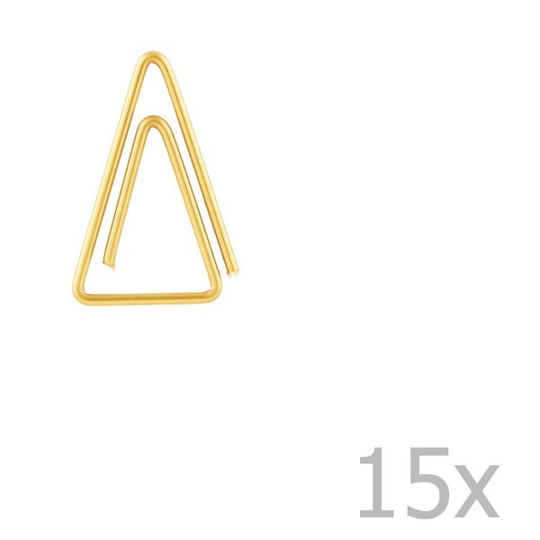Set 15 agrafe de hârtie triunghiulare Monograph, auriu
