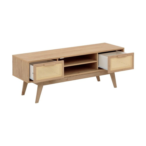 Comodă TV în culoare naturală cu aspect de lemn de stejar 128x47 cm Bridget – Støraa-image-2