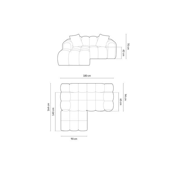 Colțar verde cu tapițerie din chenille (cu colț pe partea stângă/cu șezlong) Treno – Cosmopolitan Design-image-4