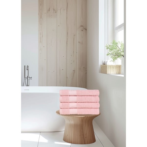Prosoape roz 4 buc. din bumbac din frotir 50x100 cm – Good Morning-image-1