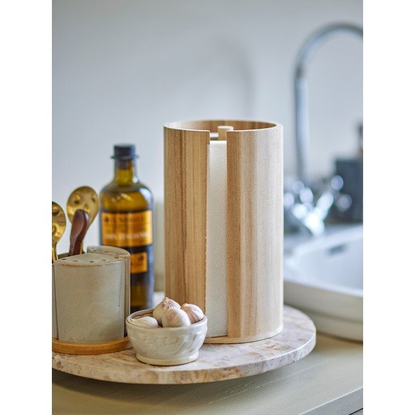 Suport orizontal pentru prosoape de bucătărie din hârtie în culoare naturală din lemn ø 14,5 cm Celian – Bloomingville-image-1