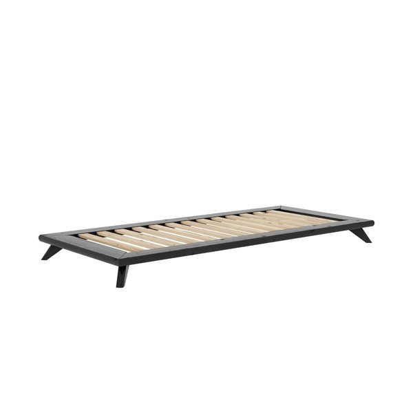 Pat din lemn masiv de pin cu saltea Karup Design Senza Double, 90 x 200 cm, negru-image-1